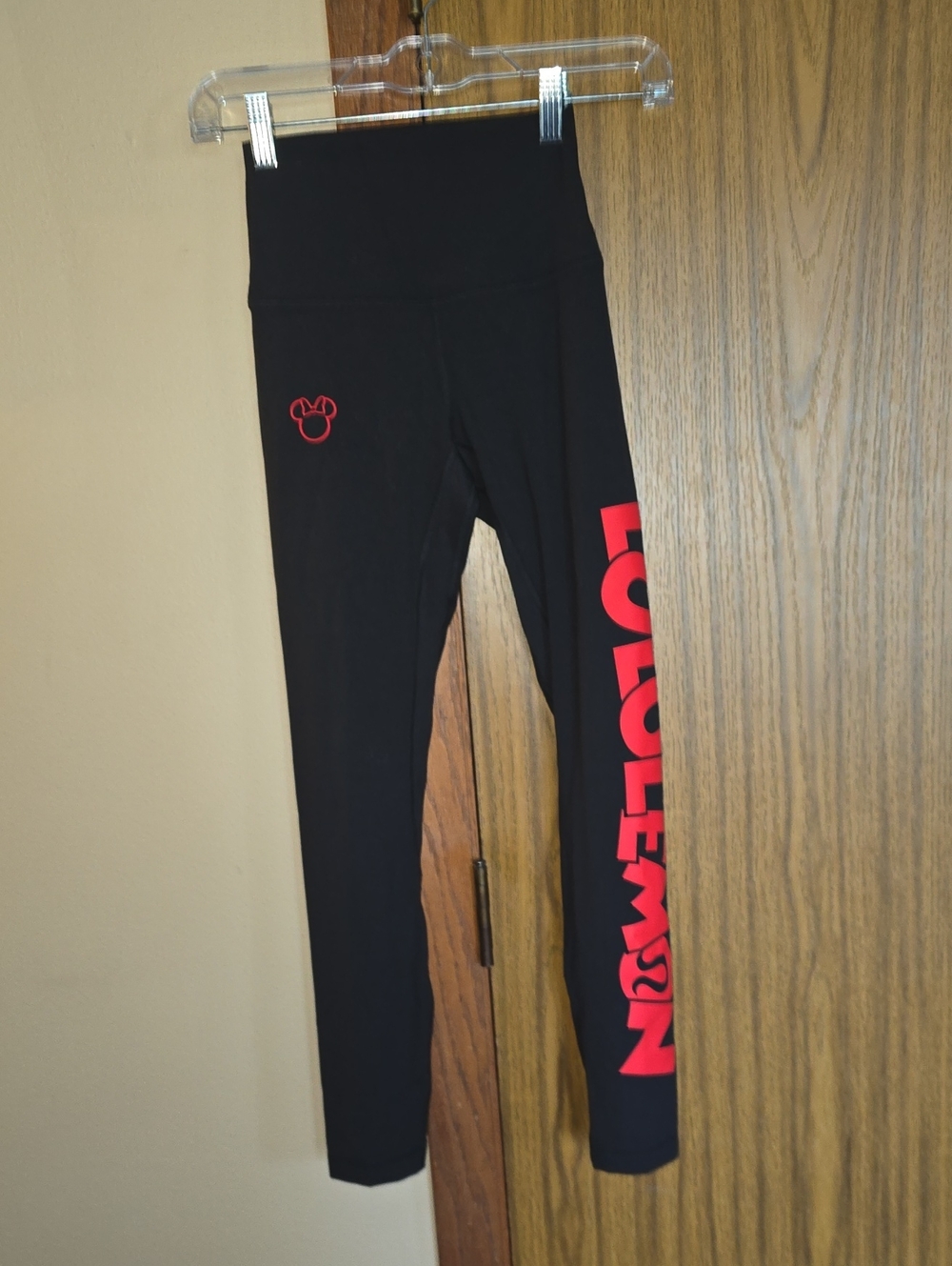 lululemon athletica Black Leggings with Red Logo and Side Script